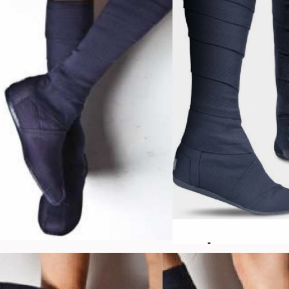 Toms Navy Blue Bandage Wrap Boots No Polo Widow